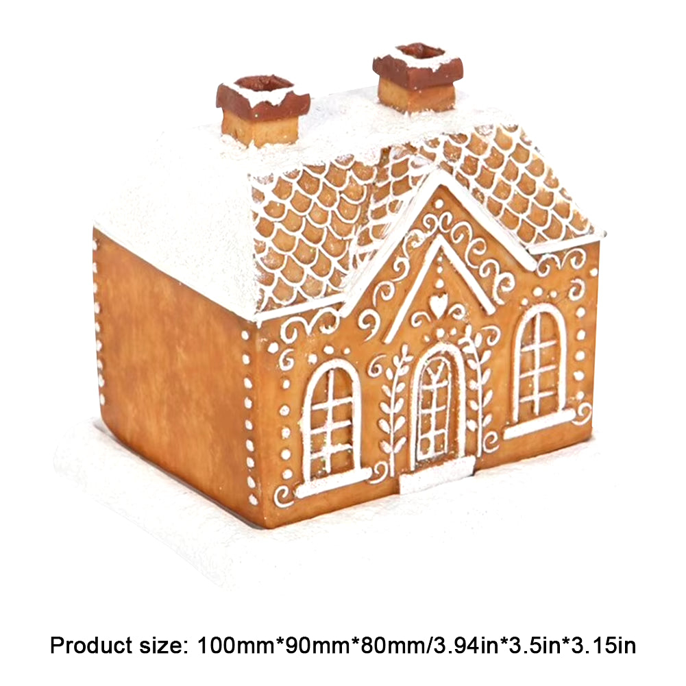 Resin Christmas Village House Winter Log Cabin Incense Burner Rustic Christmas Chimney Hut Incense Cones Room Decor