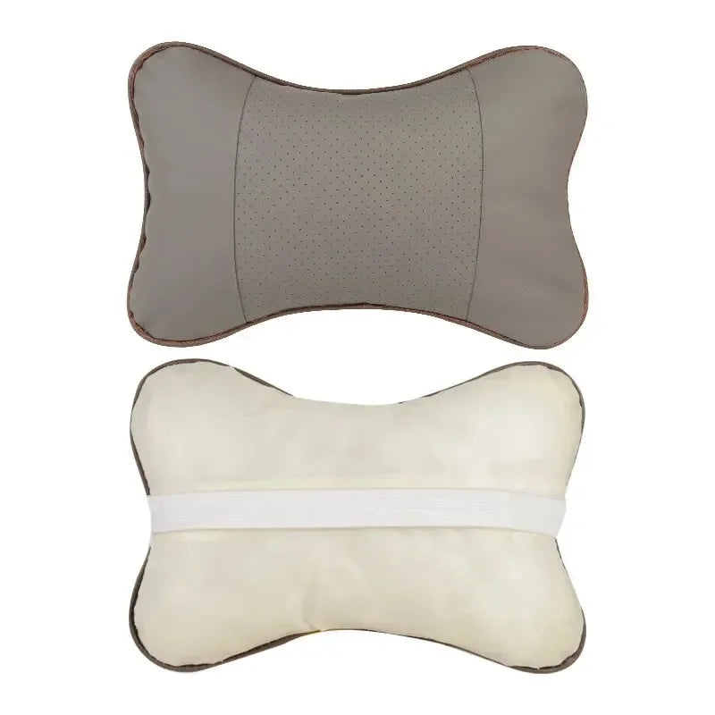 Car Neck Pillows Both Side Pu Leather 1Pcs Pack Headrest for Head Pain Relief Filled Fiber Universal Car Pillow