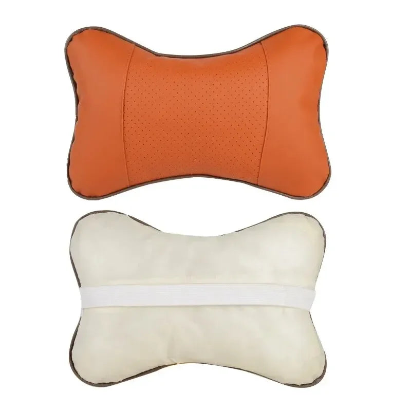 Car Neck Pillows Both Side Pu Leather 1Pcs Pack Headrest for Head Pain Relief Filled Fiber Universal Car Pillow