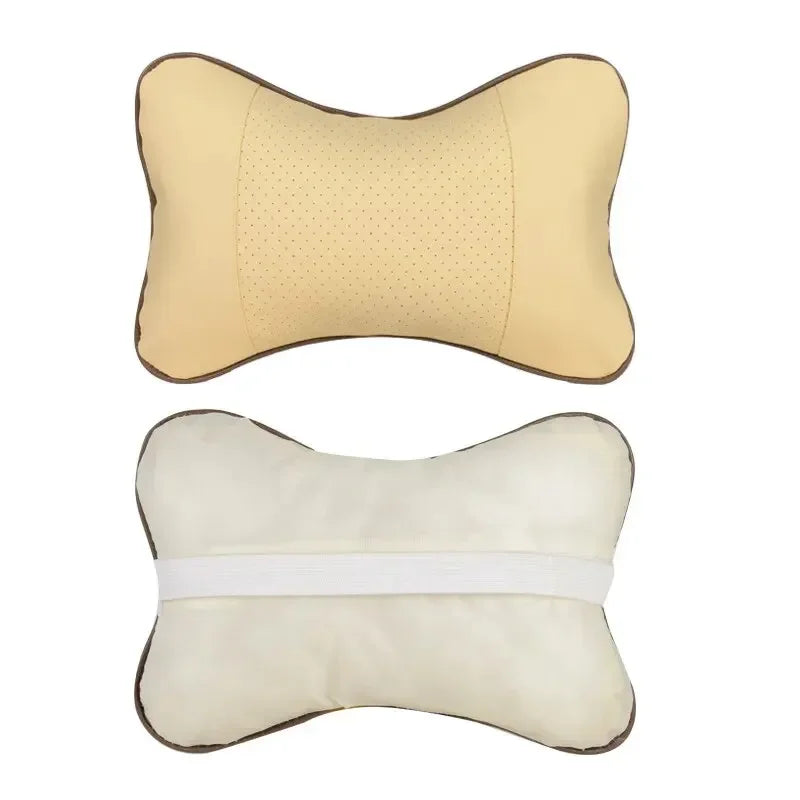 Car Neck Pillows Both Side Pu Leather 1Pcs Pack Headrest for Head Pain Relief Filled Fiber Universal Car Pillow