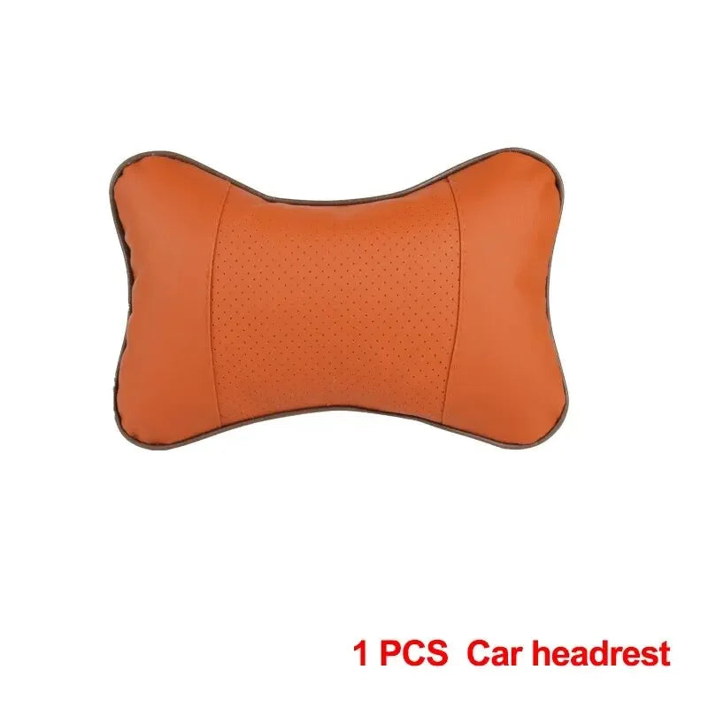 Car Neck Pillows Both Side Pu Leather 1Pcs Pack Headrest for Head Pain Relief Filled Fiber Universal Car Pillow